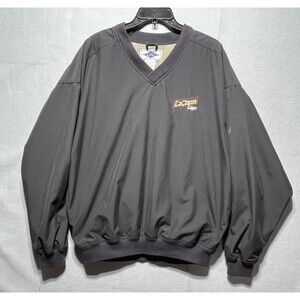 LAL La Crosse Lager Men’s XL Black V-Neck Pullover Windbreaker Jacket Beer Logo